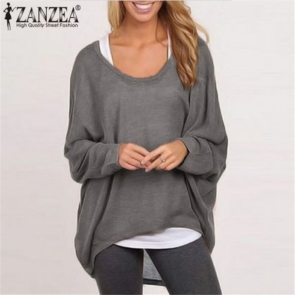 Spring Batwing Long Sleeve Casual Loose T-shirt