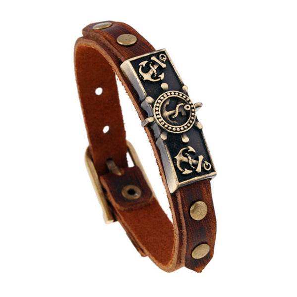 Leather Bracelet Anchor Bracelet Wristband  Fashion Jewelry