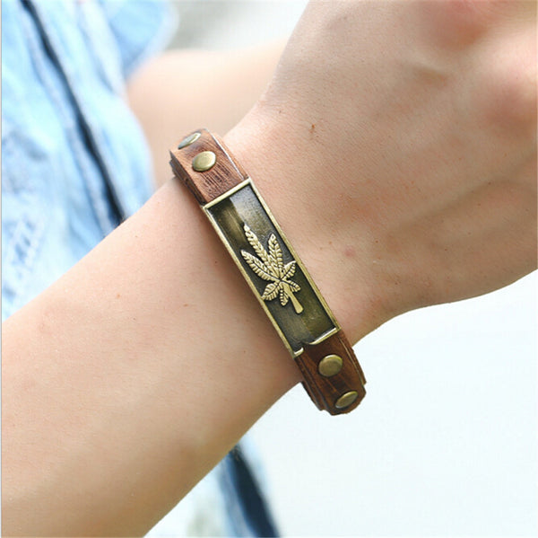 Alloy Leather Bracelet Maple Leaf Bracelet Wristband Fashion Jewelry