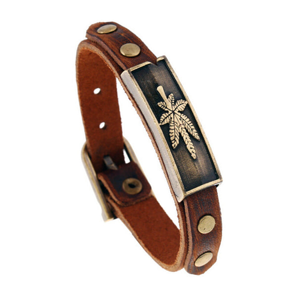 Alloy Leather Bracelet Maple Leaf Bracelet Wristband Fashion Jewelry