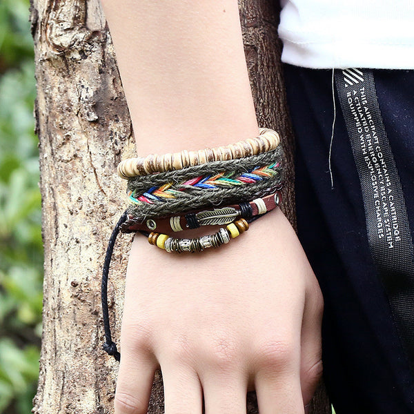 Handmade multi-layer leather bracelet New Fashion