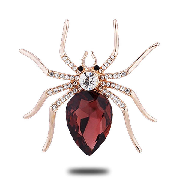 Spider Brooch Gold Plated Zircon Crystal Luxury