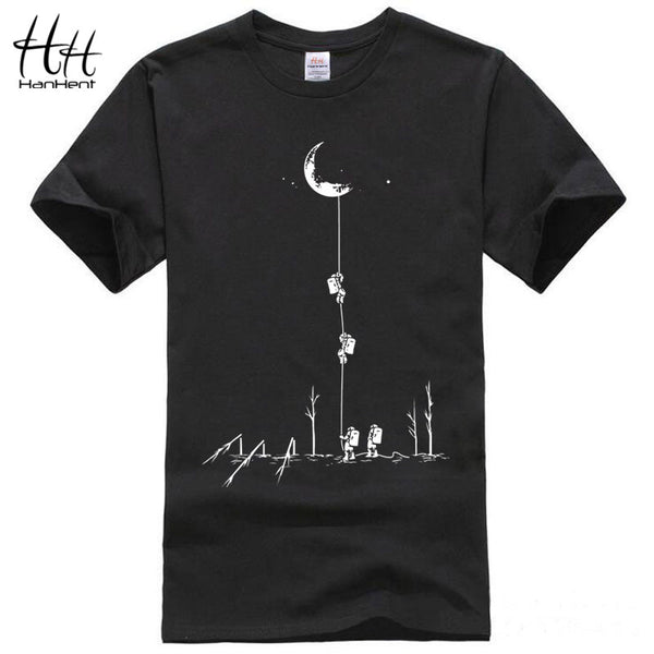 T shirts Men Summer Fashion Climb To The Moon Printed T Shirt