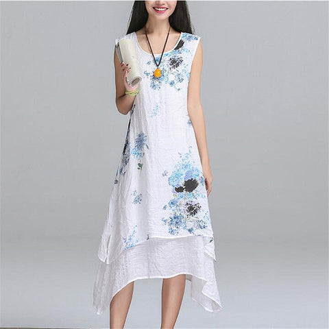 Summer dress New Fashion sleeveless women dress casual cotton