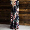 Preself Fashion Floral Printed Long Dress Women Casual O-Neck