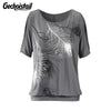 Summer Cotton T Shirt Women Fashion T Shirt Feather Printed