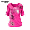 Summer Cotton T Shirt Women Fashion T Shirt Feather Printed